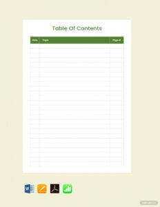 Free Custom Table Of Contents Portfolio Template Pdf Example