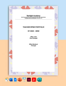 Free Custom Teacher Portfolio Cover Page Template Pdf Example