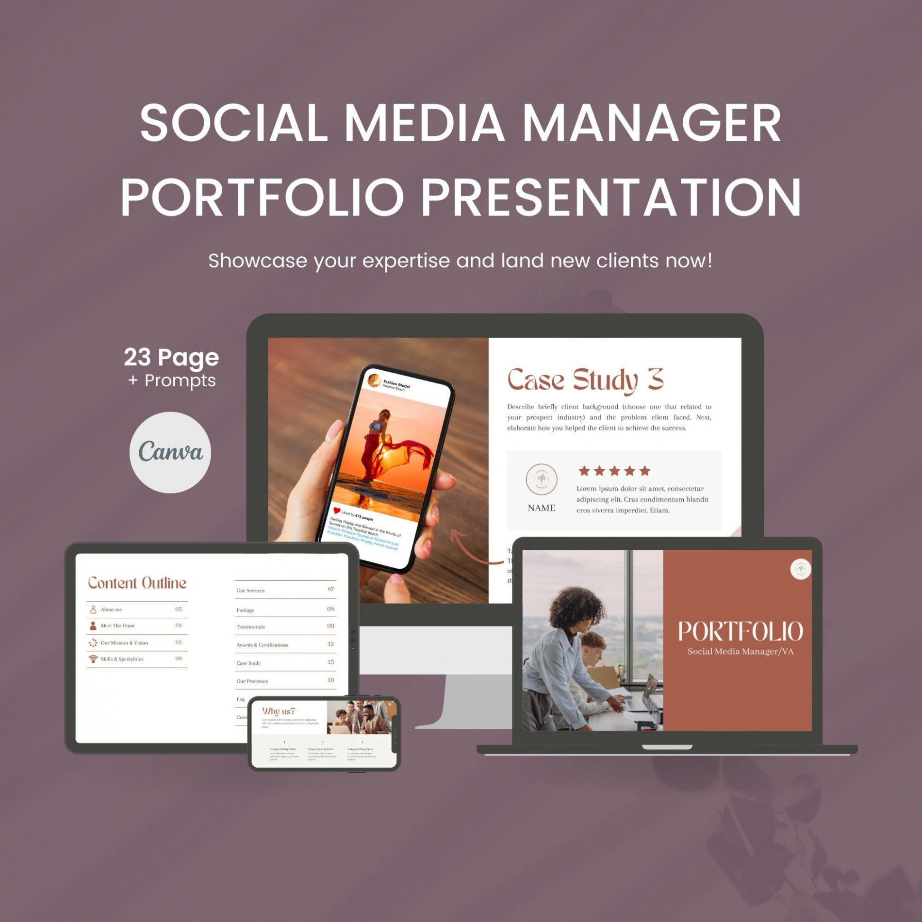 Free  Digital Marketing Agency Portfolio Template Doc Sample