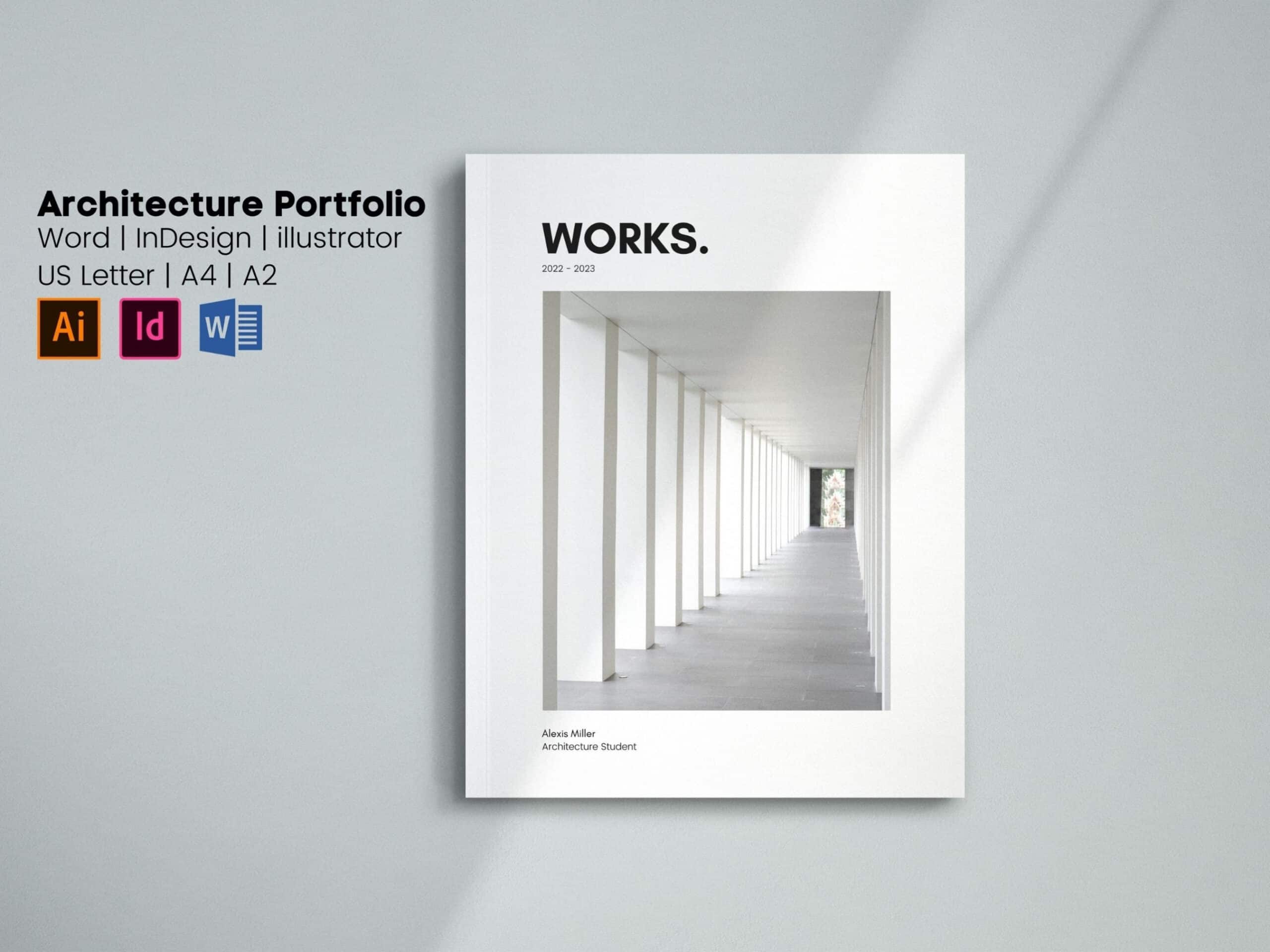 Free Editable Architecture Portfolio Cover Page Template  Example