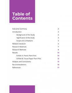 Free Editable Table Of Contents Portfolio Template Doc Sample