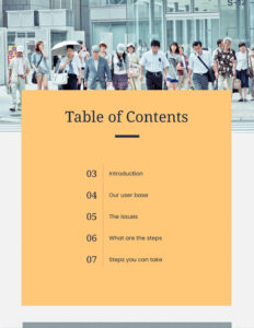 Free  Table Of Contents Portfolio Template  Sample