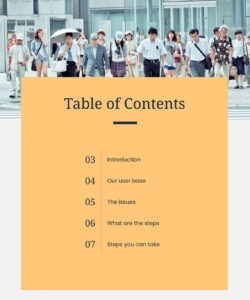 Free  Table Of Contents Portfolio Template  Sample