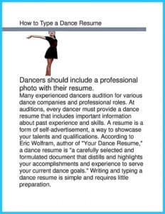 College Dance Resume And Portfolio Templates