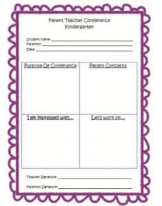 editable preschool parent teacher conference template  prntblconcejomunicipaldechinugovco kindergarten parent teacher interview template example