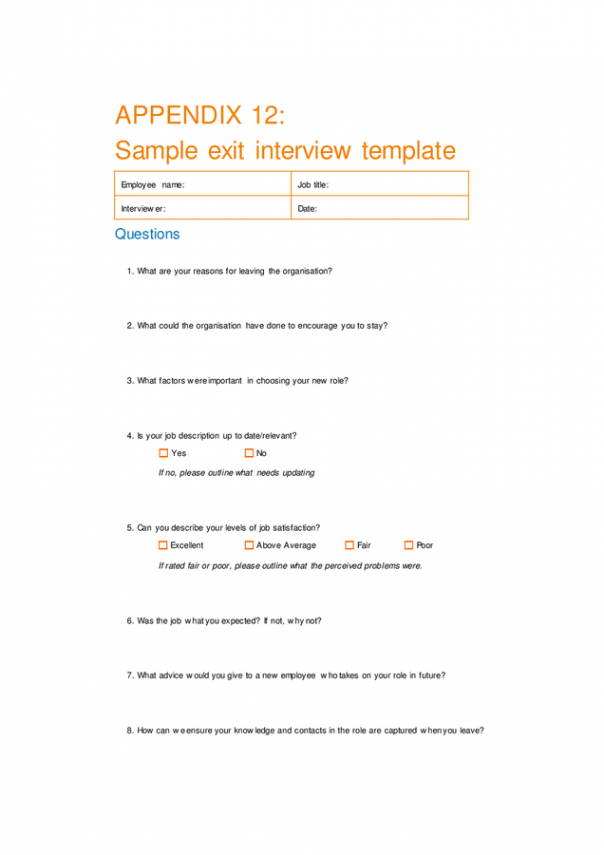 free sample exit interview template in word and pdf formats nonprofit exit interview template sample