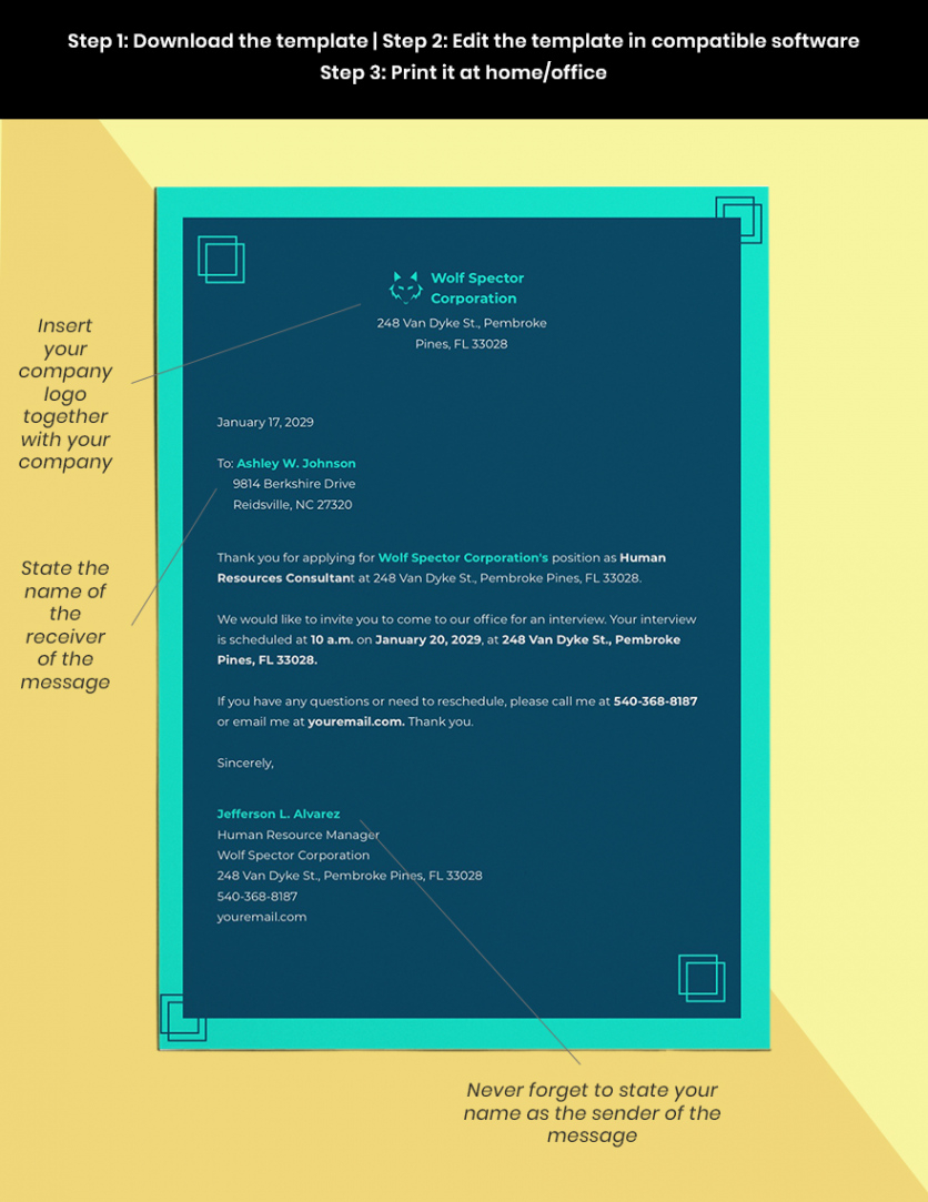 interview invitation template in ms word indesign pages illustrator gdocslink portable in person interview invitation template sample