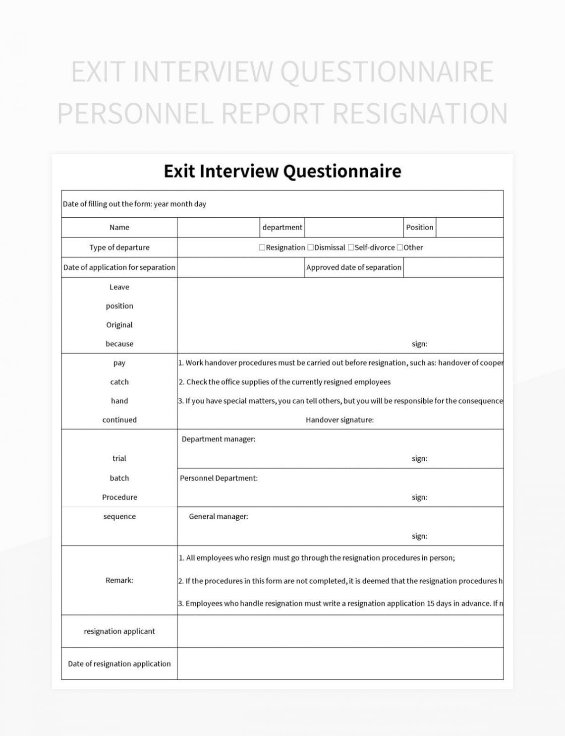 printable exit interview questionnaire personnel report resignation excel template and google sheets file teacher exit interview template doc