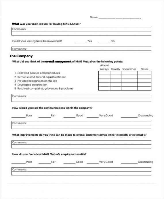 printable exit interview template  customize and print nonprofit exit interview template