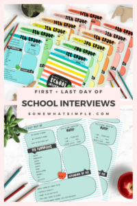 printable first day of school  last day of school interview printables first day of school interview template word