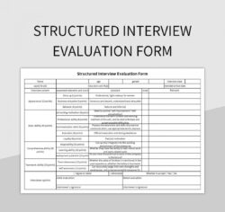 printable structured interview evaluation form excel template and google sheets semi structured clinical interview template word