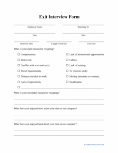 sample exit interview form  questions  fill out sign online and download pdf  templateroller nonprofit exit interview template word