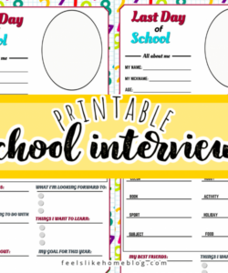 sample printable first  last day of school interview questions for kids  techdothan first day of school interview template doc