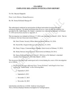 sample workplace investigation report  11 examples format pdf tips workplace investigation interview template word