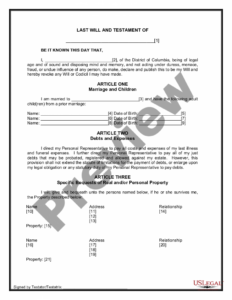 district of columbia legal last will and testament form for married person with adult children married couple last will and testament template  example