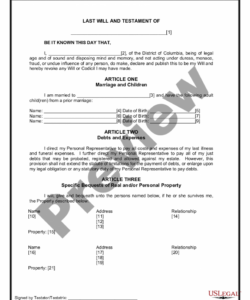 district of columbia legal last will and testament form for married person with adult children married couple last will and testament template​ example