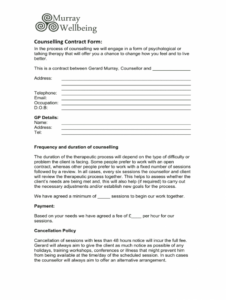 editable counselling contract template  fill online printable professional will for therapists template pdf