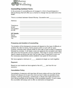 editable counselling contract template  fill online printable professional will for therapists template pdf