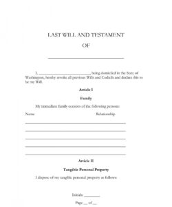 editable free washington wa last will and testament template  fillable forms last will and testament new york state template pdf