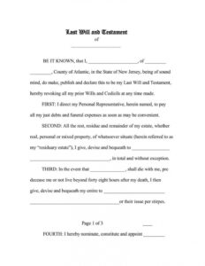 editable simple will template north carolina last will and testament template north carolina excel