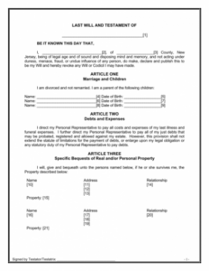 free 29 last will and testament form page 2  free to edit download  print new jersey last will and testament template example