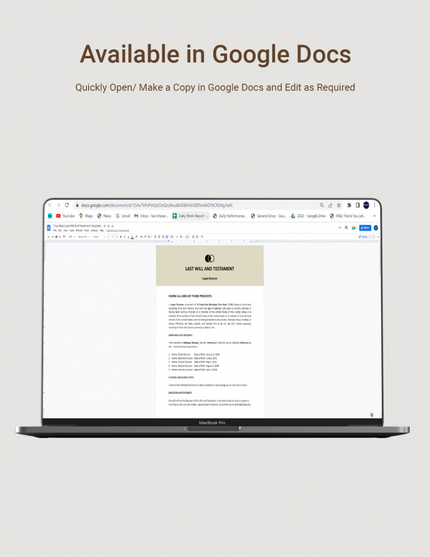 free free basic last will and testament template in google docs word  download  template standard last will and testament template