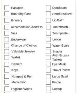 free free travel checklist template in pdf word excel google docs quick will before travel template excel