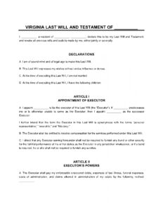 free last will and testament template virginia 1 final will and testament template excel