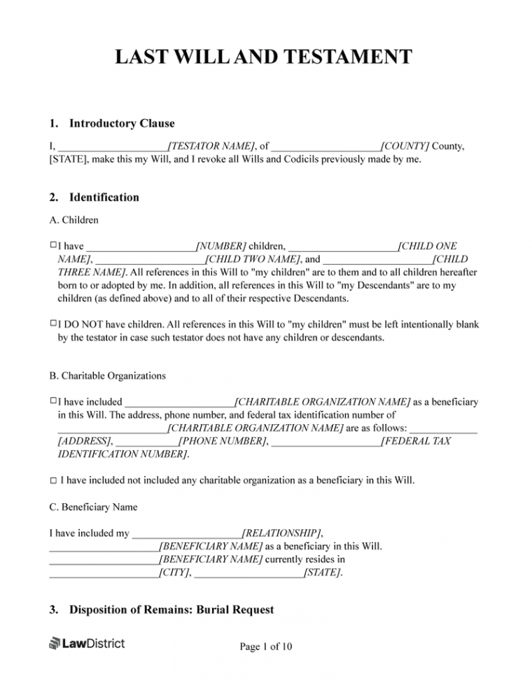 free last will  testament form  printable pdf  word  lawdistrict california last will and testament template pdf