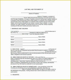 free will and testament template florida florida last will and testament template  excel