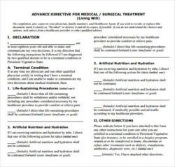 printable free 9 advance directive forms in pdf living will advance directive template example