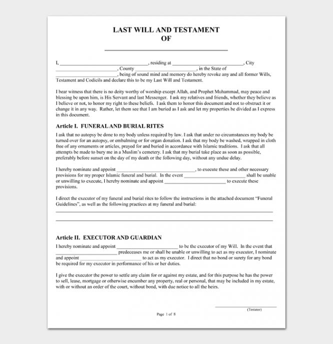 printable free last will and testament templates will  word  pdf senior last will and testament template  sample