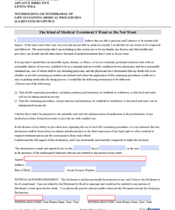 sample centers plan for healthy living authorization form  planforms louisiana living will template word