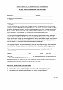 sample islamic funeral and burial declarations printable pdf download islamic last will and testament template sample