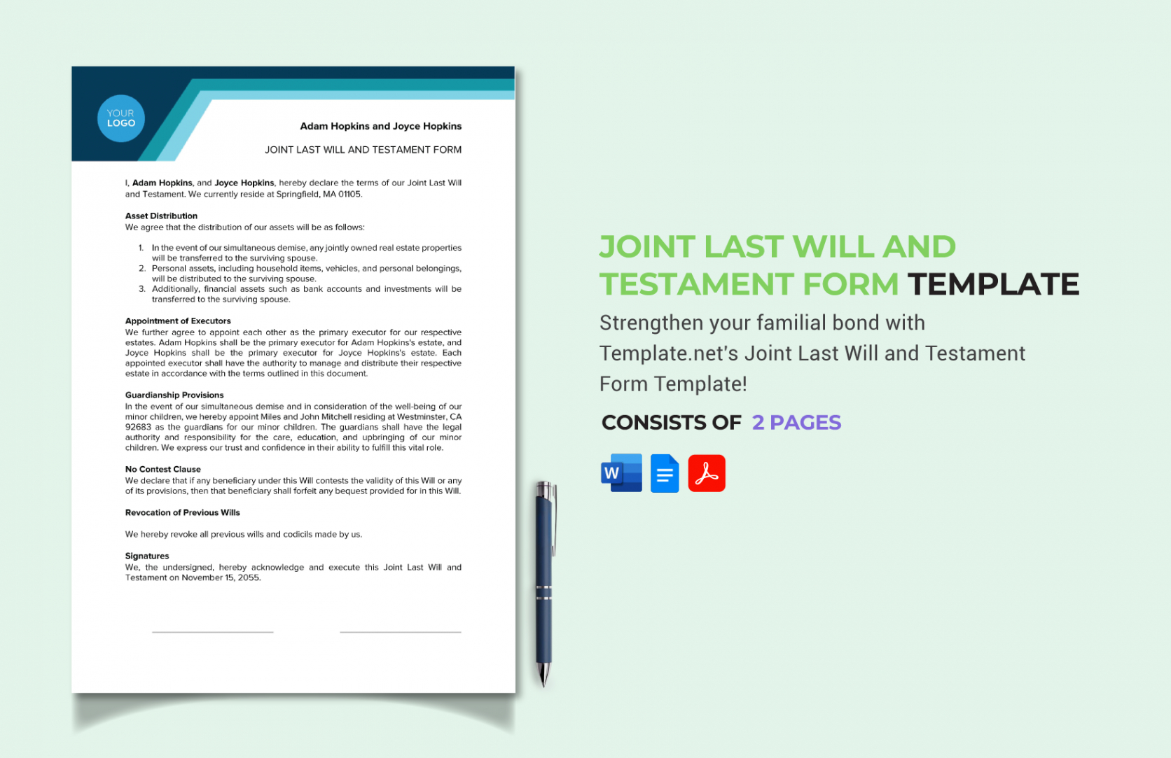 sample sample last testament and will template  download in word google docs joint last will and testament template word