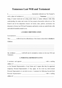 sample tennessee last will and testament template download printable pdf  templateroller last will and testament new york state template sample