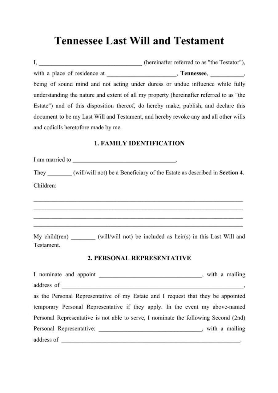 sample tennessee last will and testament template download printable pdf  templateroller last will and testament new york state template sample