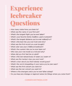 editable 100 icebreaker questions for interviews  beyond  career contessa podcast interview questions template example