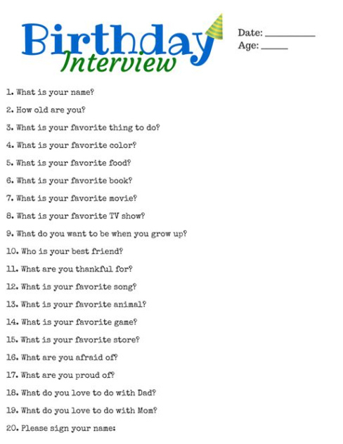 editable birthday interview printable  birthday interview birthday interview birthday interview template pdf