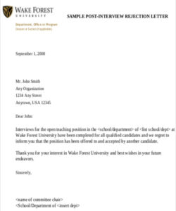 free 13 formal interview letter samples  templates post interview rejection letter template pdf