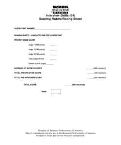 free 2024 interview score sheet  fillable printable pdf  forms  handypdf score based interview template word