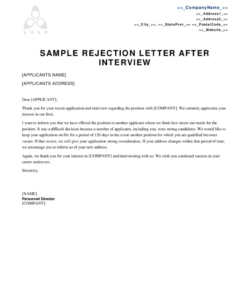 free 2024 job rejection letter  fillable printable pdf  forms  handypdf post interview rejection letter template excel