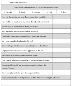 free 5 sample interview evaluation templates in pdf  printable forms routine based interview template excel