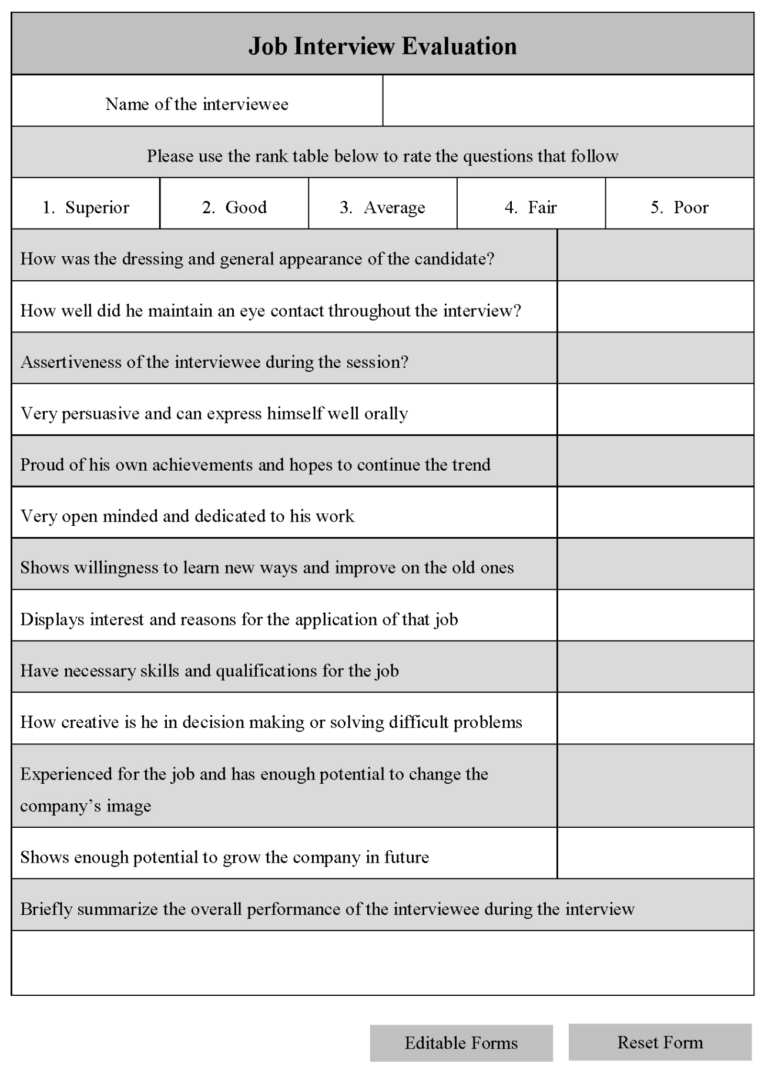 Routine Based Interview Template