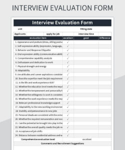 free general corporate interview evaluation form excel template and google candidate feedback after interview template word