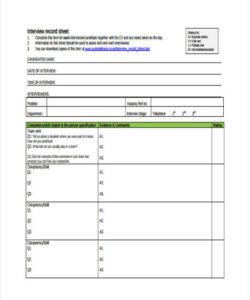 printable 9 interview sheet templates in google docs  google sheets  ms excel routine based interview template pdf