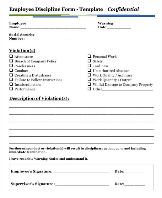 printable employee discipline form  template business disciplinary interview template sample