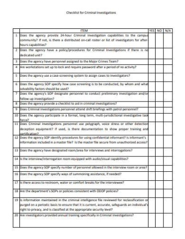 sample free 3 criminal investigation checklist samples in pdf record of investigation interview template excel