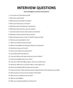 sample interview questions printable phone interview questions template