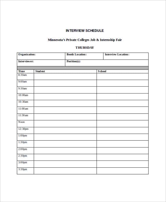 sample interview schedule template word walk in interview template